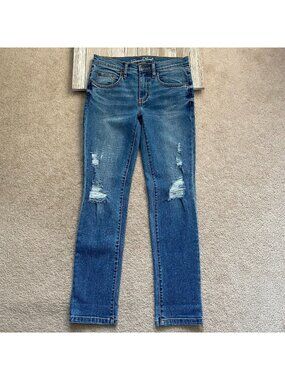 Universal Thread Womens 00 / 24R Mid Rise Girlfriend Crop Denim Distressed Jeans